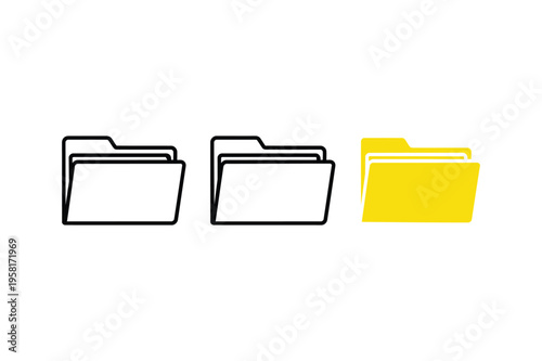 Three file folders icons in black and yellow