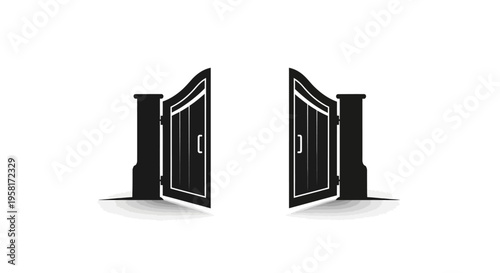 Black gates with white trim standing.