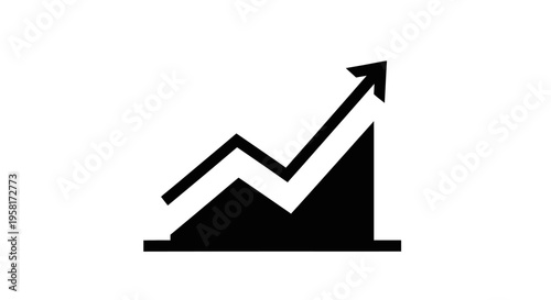 Black graph icon with arrow.