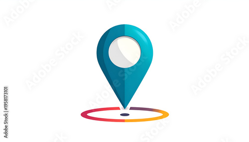 Map pointer icon on location ring marker with gradient destination symbol