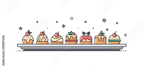 Celebration appetizer tray featuring a neat arrangement of colorful bite sized desserts with subtle garnish and festive dot accents, expressing joy and refined