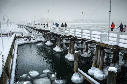 Sopot, Pomorskie, Poland - 02.11.2026: Frozen Sopot Pier