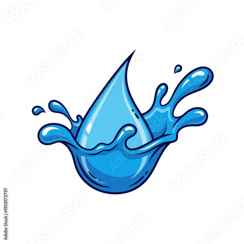 Splashing water drop with dynamic liquid motion and energetic splashes, capturing the essence of fluidity and refreshment