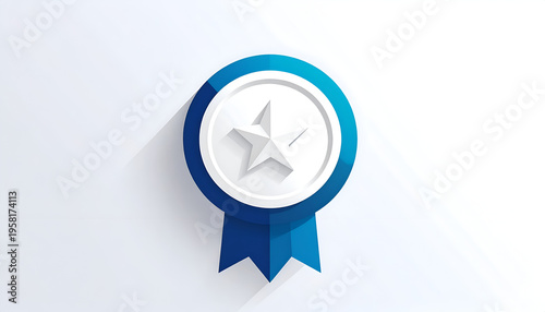 Blue badge with star illustration; award design element for graphic design projects
