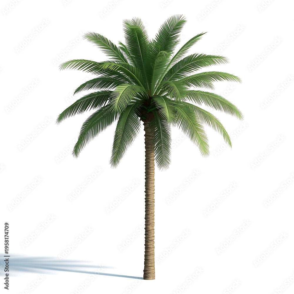 Obraz premium A tall palm tree stands alone against a white background