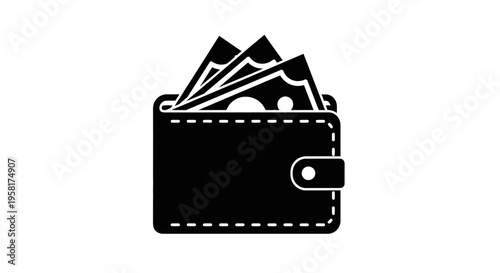 Black leather wallet with cash.