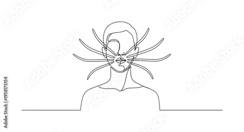 Empowered Voices. Minimalistic one-line drawing person with speech lines radiating from mouth symbolizing empowerment in social justice, continuous single