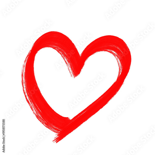 Thick rough red brush stroke hand drawn heart outline