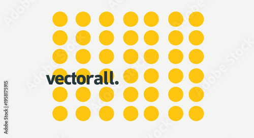 Minimalist yellow dot pattern background, geometric circle grid vector illustration, abstract repetitive polka dot design for modern branding