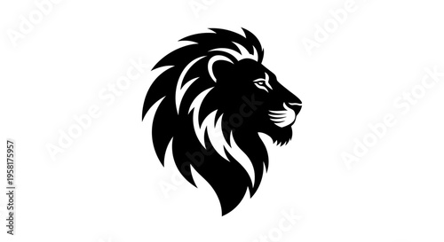 Black Lion Head Silhouette Profile.