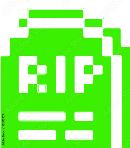 Pixel Art RIP Tombstone – Retro 8-Bit Grave Game Over Icon in Green