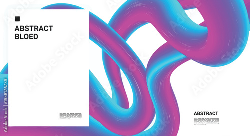 Abstract blend 3D fluid wave vector, vibrant purple and blue liquid curves on white background, modern wavy flow design for creative posters