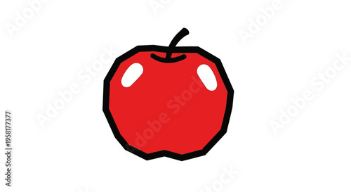 A red apple with stem.