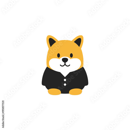 Cartoon Shiba Inu Dog Wearing Suit.
