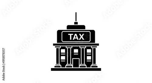 Tax office building icon graphic.