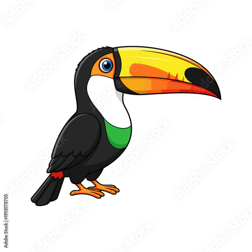 A cartoon toucan with a large beak