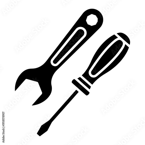 Screwdriver and Wrench Vector Icon