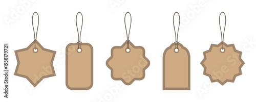 set of different blank paper tag labels isolated vector illustration