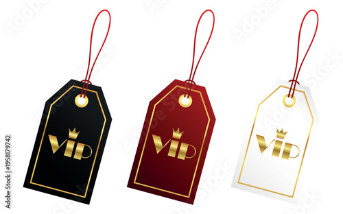 set of luxury vip tag labels isolated vector illustration