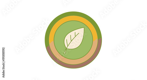 Concentric Circles Leaf Icon Layered Earth Sustainable Agriculture Cross Section Circular Graphic