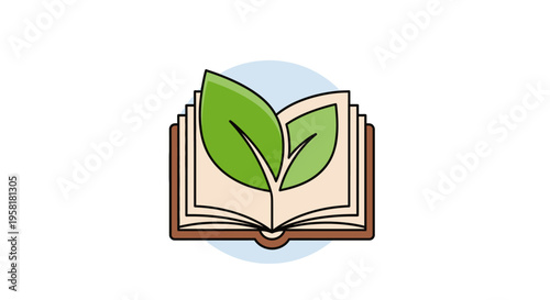Open Book Two Green Leaves Ecological Knowledge Environmental Education Resources Displaying Vibrant