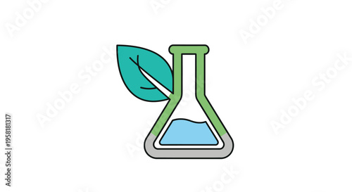 Eco Friendly Laboratory Flask Leaf Icon Green Chemistry Sustainable Research Development Concepts