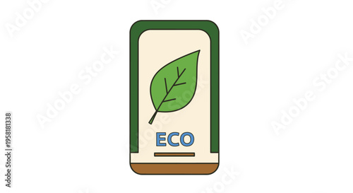 Rectangular Eco Tag Green Leaf Text Sustainable Product Labeling Friendly Features Icon