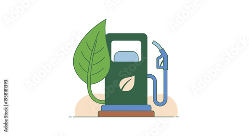Green Fuel Pump Leaf Renewable Energy Sources Ecological Fueling Stations Station Gas