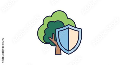 Tree Shield Environmental Protection Nature Conservation Ecological Security Organic Growth Graphic Protective