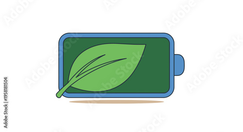 Battery Green Leaf Concepts Clean Energy Sustainability Environmental Power Source Simplified Icon