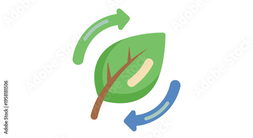 Green Leaf Rotating Arrows Recycling Circular Economy Environmental Sustainability Eco Friendly Central