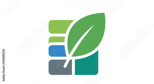 Abstract Leaf Logo Nature Technology Concept Green Eco Balance Corporate Identity Superimposed