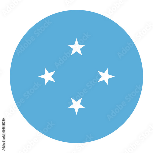 Circular vector illustration of the Federated States of Micronesia flag, isolated on white background.