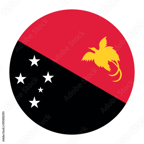 Free Download Circular vector illustration of the Papua New Guinea flag, isolated on white background. - GFXLoad