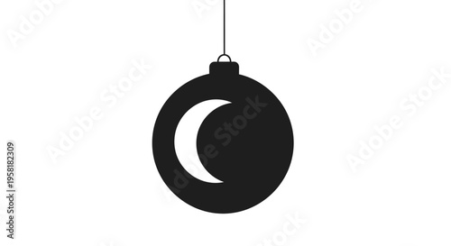 Black Christmas Tree Ornament Moon Shape.