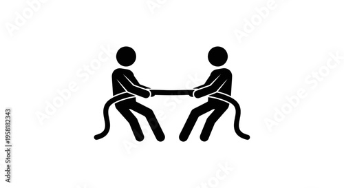 Two people playing tug of war.