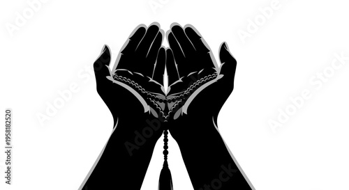 Hands holding a prayer rosary.