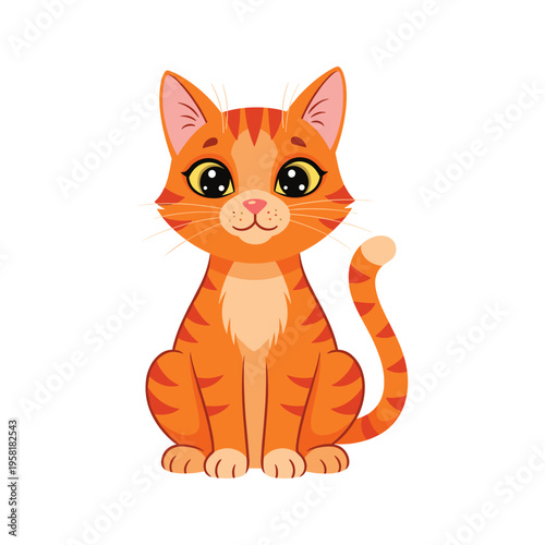 A cute orange cartoon cat with big eyes and a sweet expression