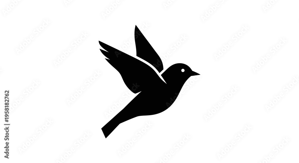 Obraz premium Black silhouette of a flying bird.