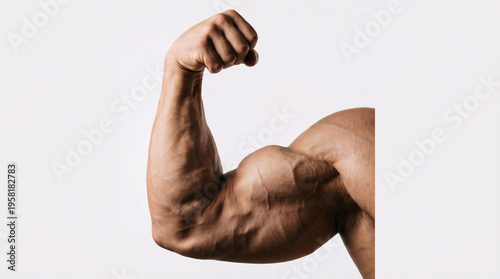 male hand muscle on white background