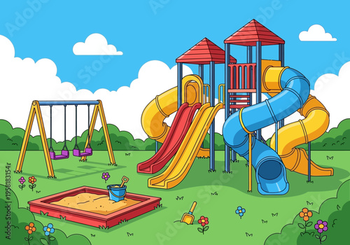 Colorful Playground Equipment for Childrens Outdoor Fun.