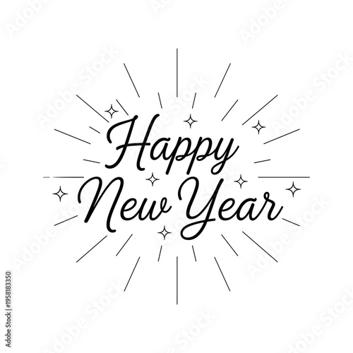 Happy new year celebration with sparkles and lines