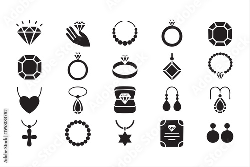 Obraz na płótnie Premium Jewelry Icons Collection with Gemstones and Fashion Accessories