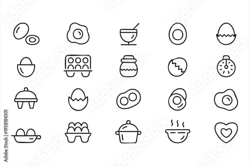 Cooking Egg Icon Collection for Nutrition Meal and Kitchen Design