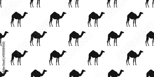 Black camel seamless pattern for textile, wallpaper, wrapping paper and desert themed decor