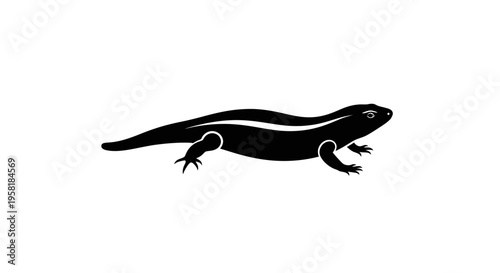 Black silhouette of a small lizard.