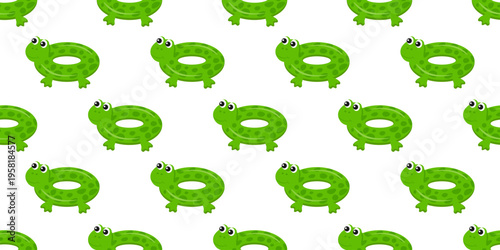 Frog swim ring seamless pattern for summer textile, wallpaper, wrapping paper and pool party decor