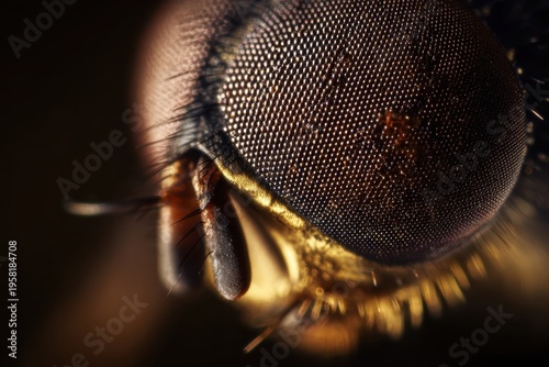 Insect Macro Detail. Closeup Of Insect Features. Highmagnification Photograph Capturing Fly Eye Details