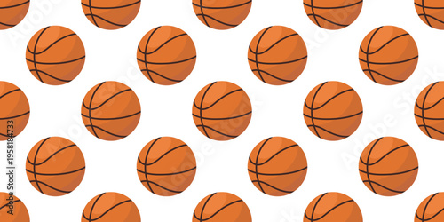 Orange basketball seamless pattern for sports textile, wallpaper, wrapping paper and active lifestyle decor
