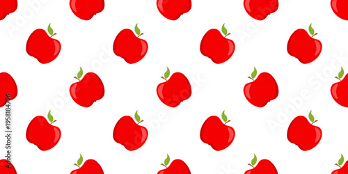 Red apple seamless pattern for textile, wallpaper, wrapping paper, kitchen decor and fruit themed designs